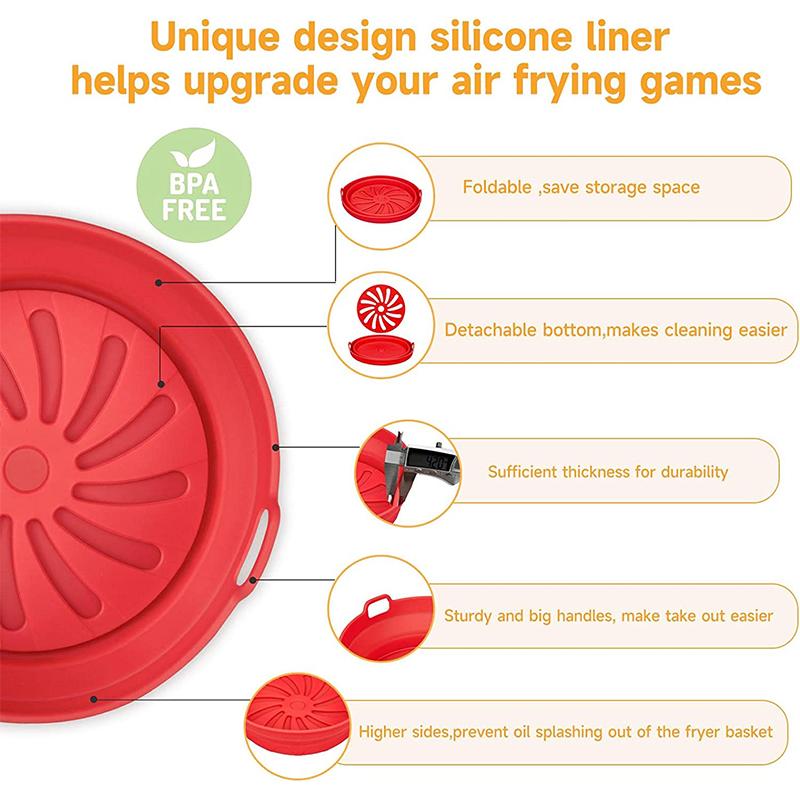 LMETJMA Silikonové vložky do horkovzdušné fritézy pro 3 až 7 QT Skládací silikonové vložky do koše horkovzdušné fritézy Opakovaně použitelný hrnec Pečicí tác JT80