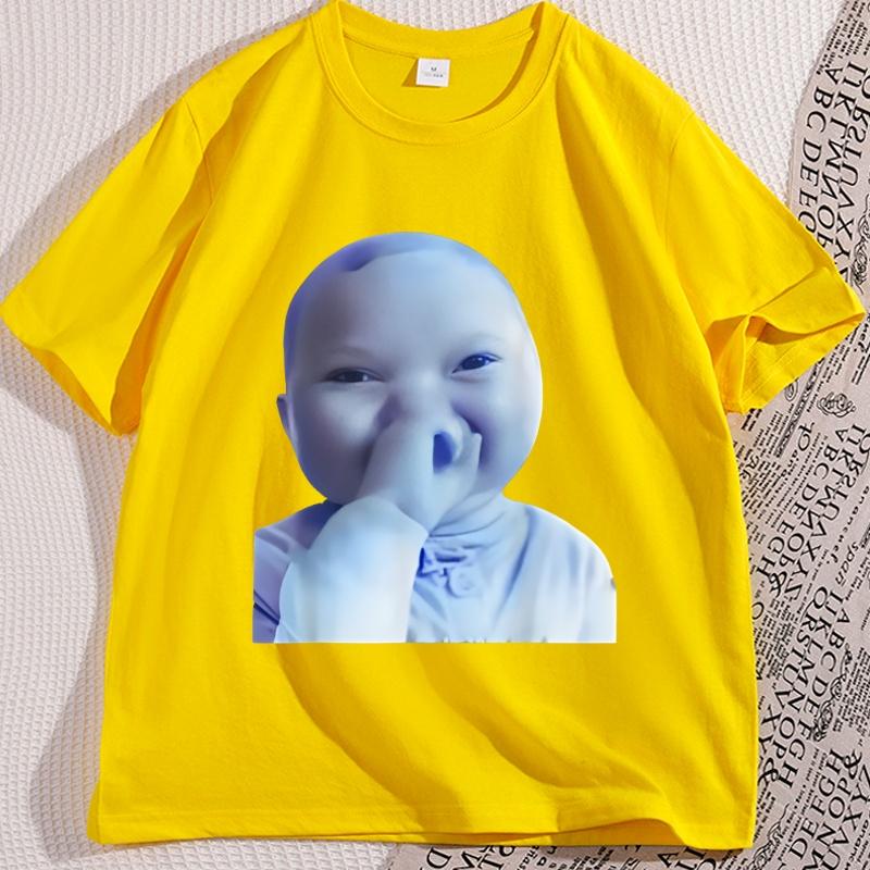 

Ai Baby Holding Laugh Meme Viral Trend T Shirt Unisex Women Fashion Casual Cotton Tshirt Funny Graphic Tees Round Neck Loose Tees 3XL