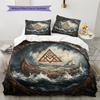 Viking Longship Pattern Bedding Home Decoration Birthday Gift (1 * duvet cover + 2 * pillowcase, without core)