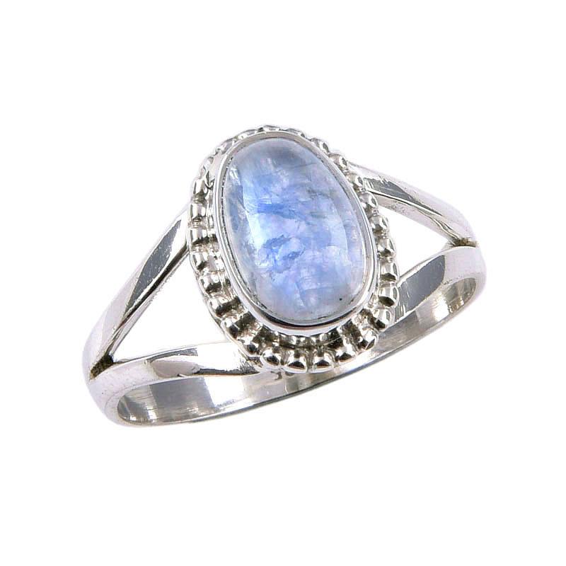 Natural Rainbow Moonstone Gemstone 925 Solid Sterling Silver Ring Size 7.5 S9b91