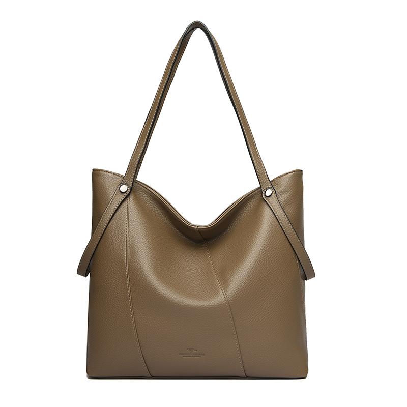 Luxury Brand Soft Leather Shoulder Bags For Women Casual Tote Bag Female Solid Purse Simple Design Handbags Commuting Sac A Main