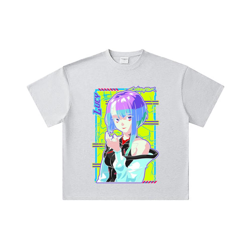 260 GSM Double Yarn 32 Count 100% Cotton Cyberpunk Edgerunners V8 Lucy Print Unisex Heavy Cotton T Shirt
