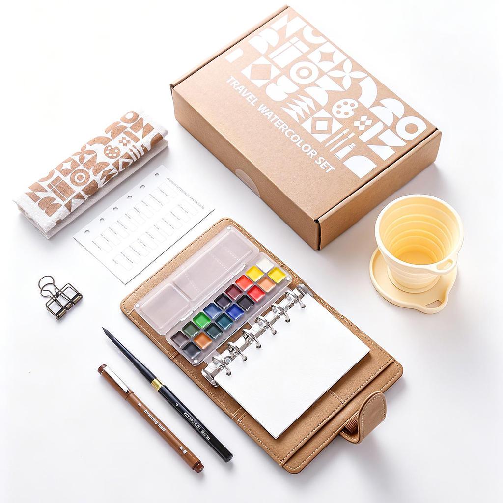 Ringgebundener Reiseplaner & Aquarell-Skizzenbuch Set