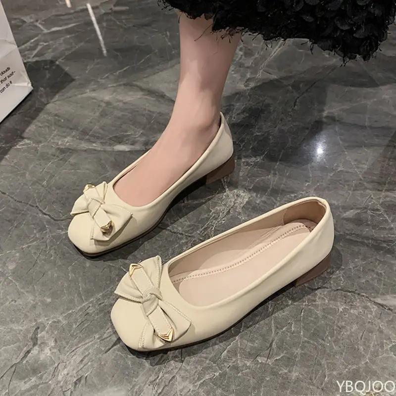 Women's Bow 2026 Soft soled Shoes Female shallow mouth Flats Summer slope heel super soft lazy shoes Low cut comfort ladies flat