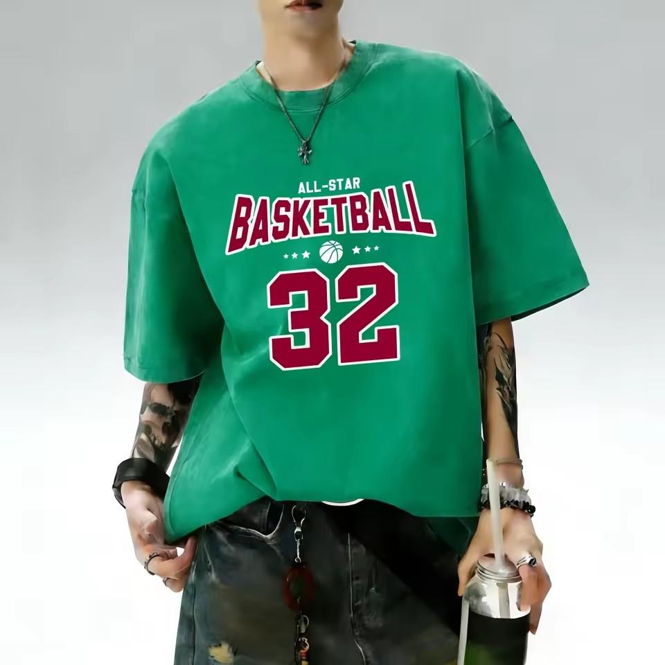 Fashionable summer men's muscle training Gothic letter print micro elastic breathable round neck T-shirt outdoor casual top