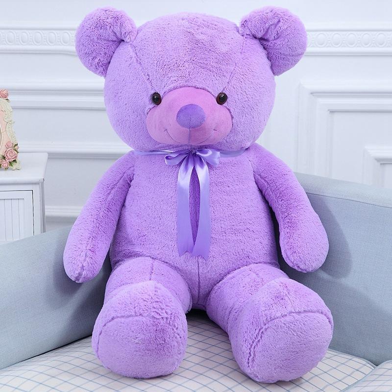 Large Purple Teddy Bear Lavender Bear Purple Ribbon Bear Plush Toy Big Bear Rag Doll Girl