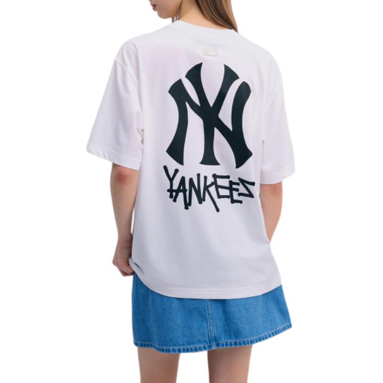 MLB SS24 New York Yankees Color Block Logo Loose Fit Printed Crew Neck Short Sleeve T-Shirt Unisex Tops White 3ATSB1843-50WHS