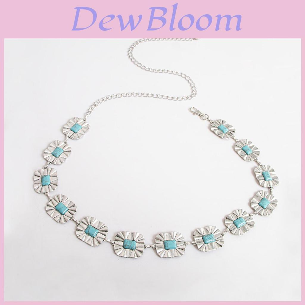Ladies Turquoise Geometric Vintage Metal Waist Chain With Eye Design For Stylish Women