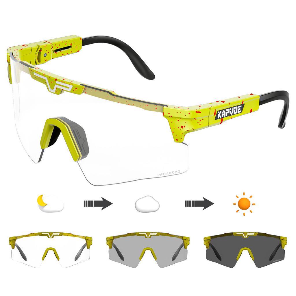 Kapvoe Damen Sonnenbrille Radsportbrille Herren Photochrome Fahrrad Bike MTB UV400 Gläser Wandern Okulare Outdoor Sport 2026