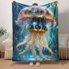 1 Stück Qualle Druck Leichte Flanelldecke, Bequeme und Warme Decke, für Camping Sofa Bett und Couch Büro, in Allen Jahreszeiten