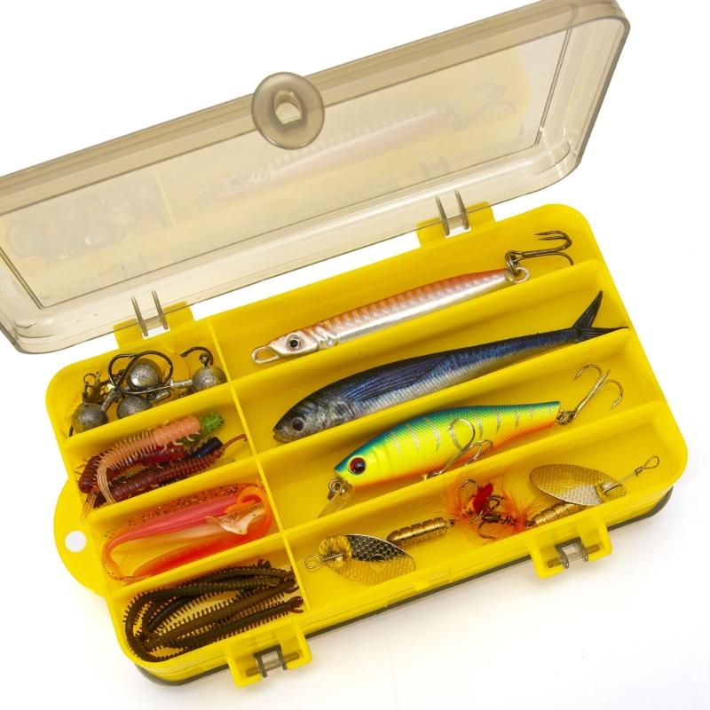 13 Grid Double Sided Fishing Tackle Box Placing Baits Plastic Tackle Box Waterproof Portable Lure Storage Container
