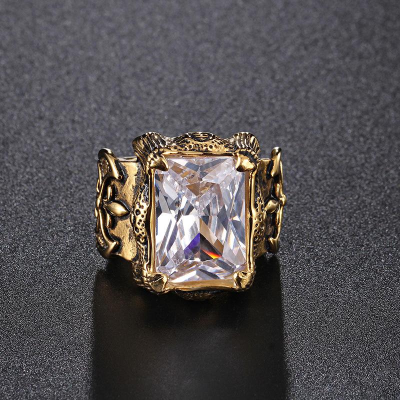 2026 Inlaid Zircon Hand Jewelry European and American Retro Ruby Men's Casting Ring