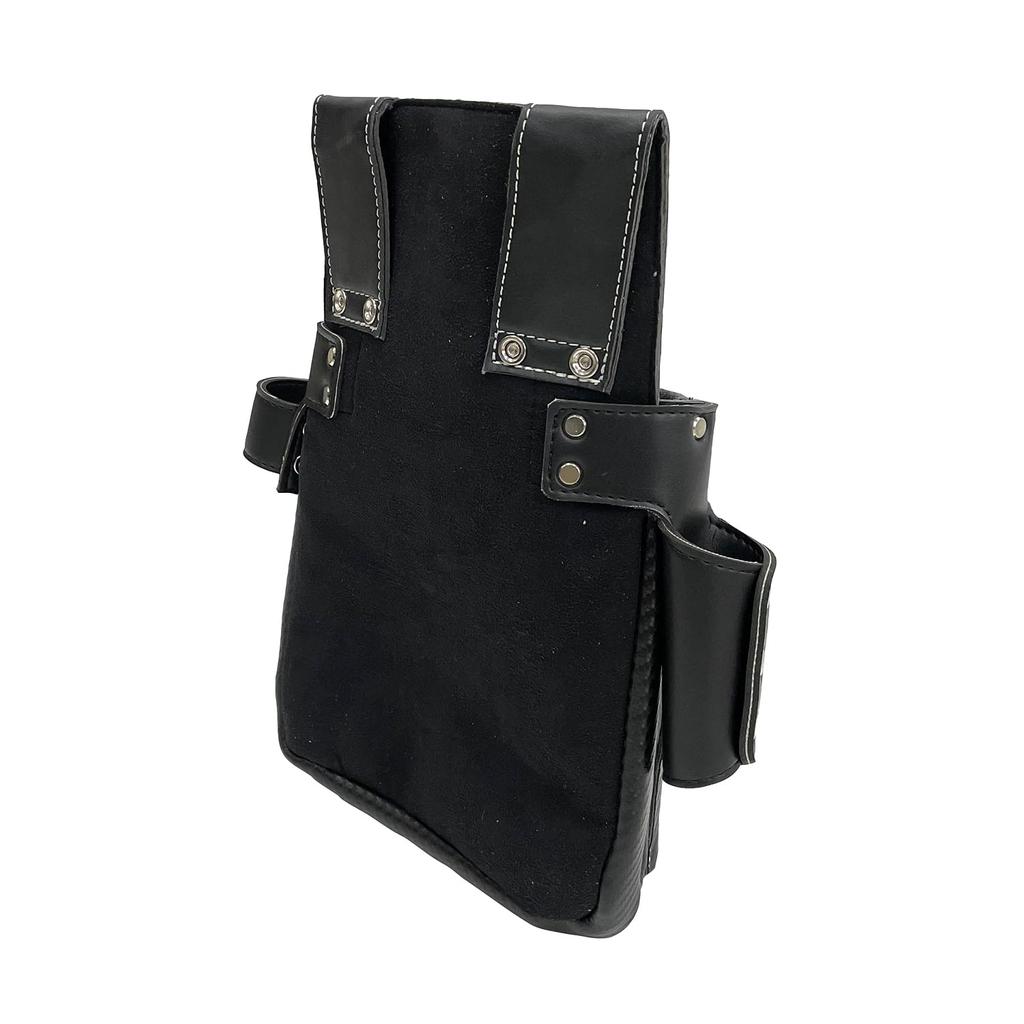 SK11 Carbon Leather Nail Bag, Black, Genuine Cowhide Leather, with Belt Loop Slits (SK-CLK-H)