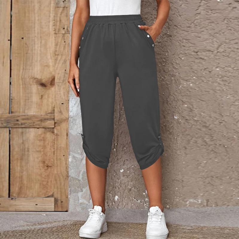 BITCED Women's Fashion Casual Solid Color Print  Trousers