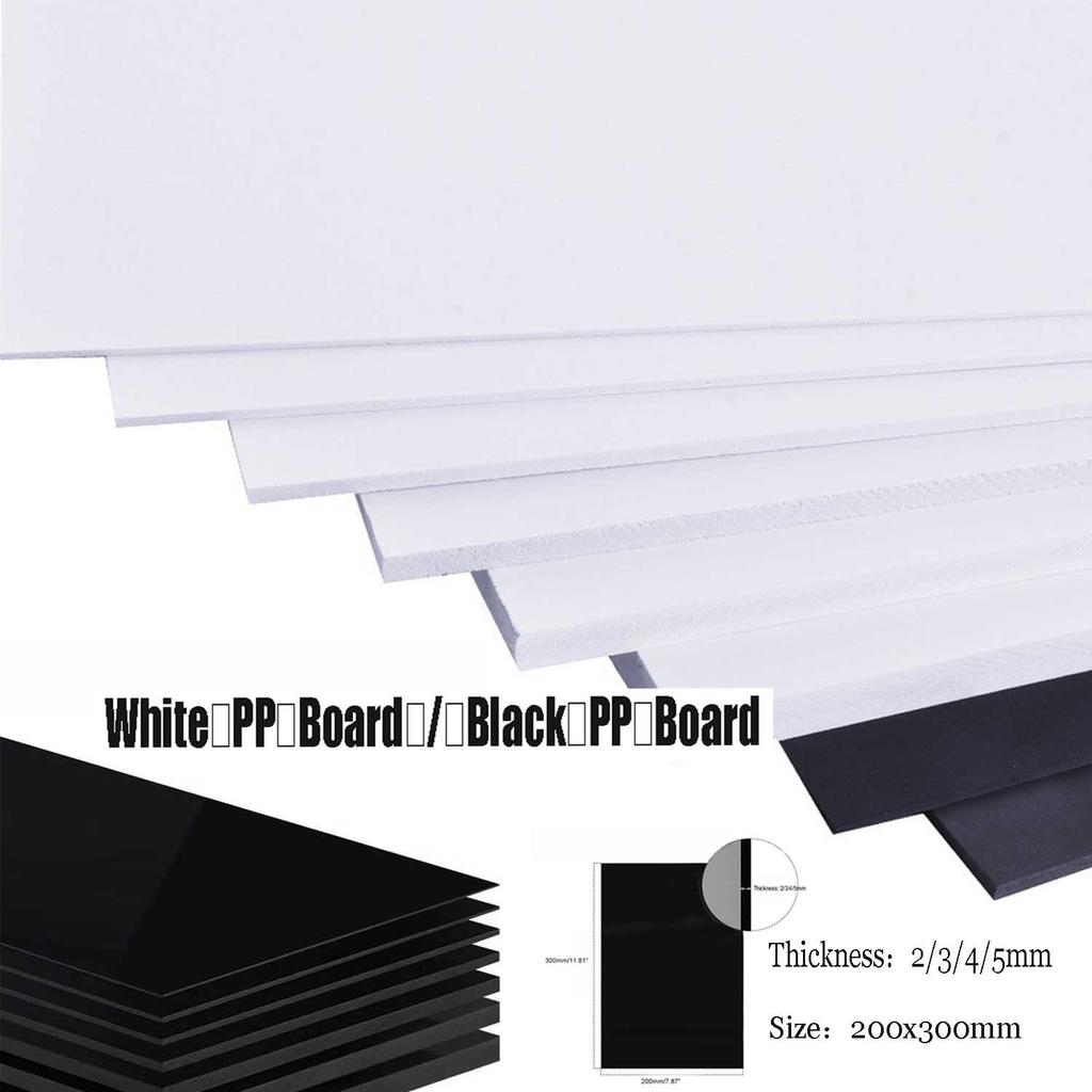 1Pcs Polypropylene Sheet Rigid Plastic Board, Engineering Plastic Sheet Lightweight PP Panel for Cutting , DIY, Water Tank, White  ,Black 200x300mm