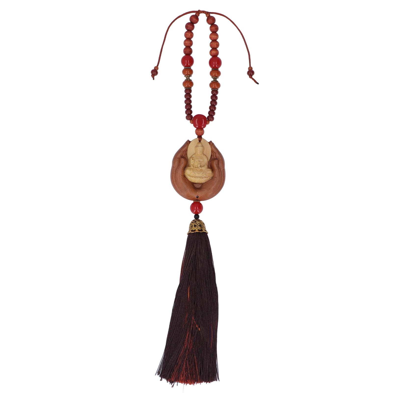 

Buddha Car Pendant Peach Wood Exquisite Carving Mind Purification Wealth Happiness Guanyin Hanging Ornament Type 3