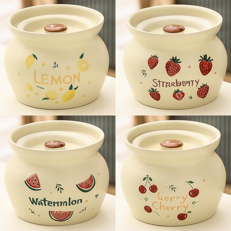 Ceramic Earthen Pot with Lid for Stews & Double Boiled Dishes - Single-Serve Steamed Egg Cup Included