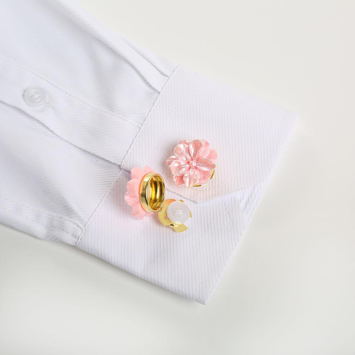 

2 шт./компл. Цветы запонки пуговицы крышка на рубашку милый элегантный гардения пуговицы зажим подходит для смокинга рубашка украшение одежды розовый