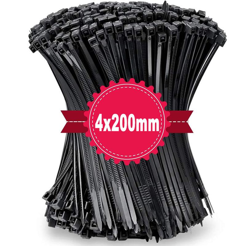 1000/100Pcs Plastic Nylon Cable Ties Self-locking Cord Ties Straps Adjustable Cables Fastening Loop Home Office Wire Zip Ties