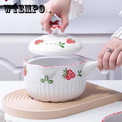 Ceramic Small Milk Pot, Instant Noodle Pot, Small Boiling Pot, Milk, Cute Baby Food Supplement Pot, Small Pot, Household Noodle Casserole
