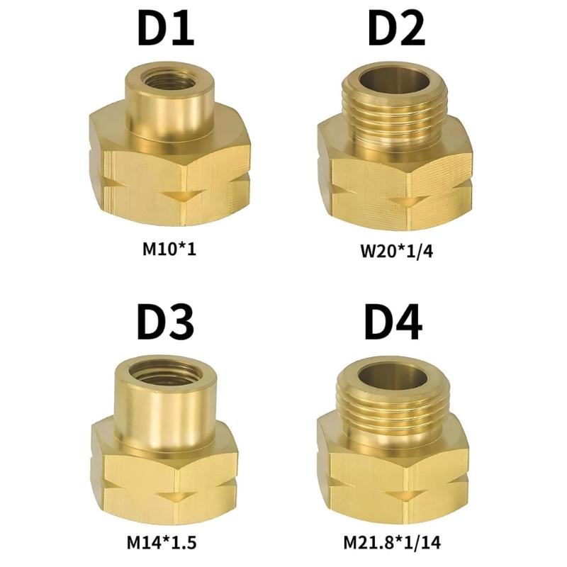 4Pcs Corrosion Resistant Gas Cylinder Connection Adapter Brass Hexagonal Connector Universals Fitting Refill Adapter