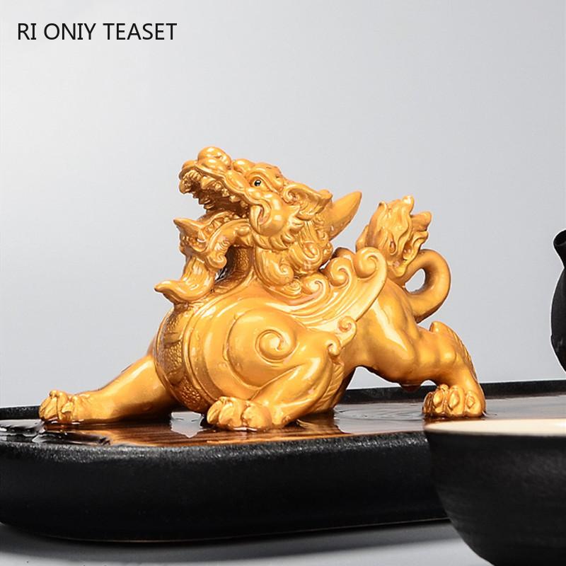 

Chinese Resin Color Changing Tea Pet Lucky Animal Statue Decor Crafts Tea Figurine Ornaments Home Tea Set Decoration Accessories 14.2x6.6x8.6cm