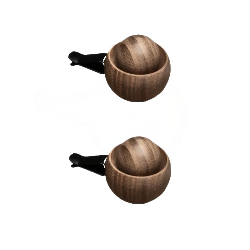 1/2pc Car Small Essential Oil Diffuser Wooden Cute Natural Fragrance Diffuser Black Home Walnut Car Diffuser Mini Car Vent Clip
