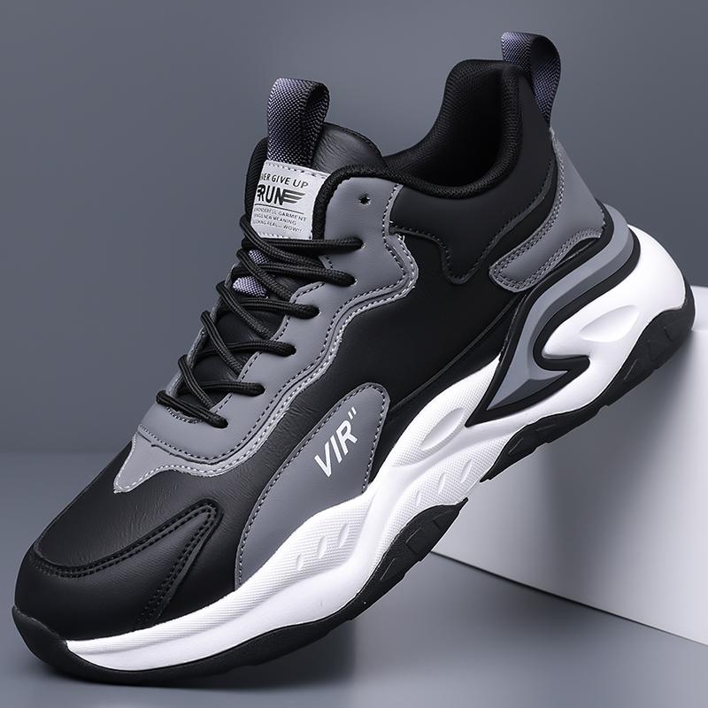 Men Leather Look Casual Sport Sneakers Lightweight Running Style Shoes for Walking Commuting Travel and Everyday Wear Sizes 38-46