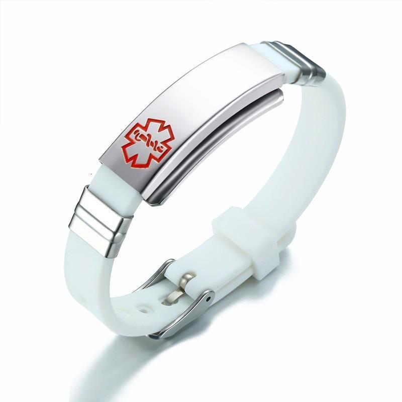 Medical Alert ID Bracelet for Men Women Personalized Diabete ICE Silicone Wristband Type 2 Custom Engraved