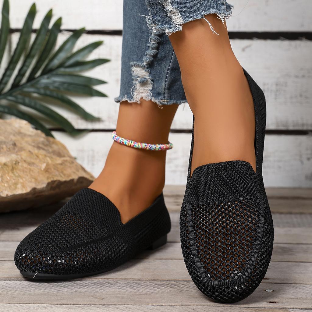 Lässige Damen flache Schuhe Sommer Netz atmungsaktive flache Sneaker Damen Komfort leichte Socken Schuhe Damen bequem zum Hineinschlüpfen Loafer