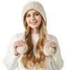 Karierte Dreikugel Verdickte Kaninchenfellmütze Damen Winter Samt Outdoor Warme Bommel Strickmütze