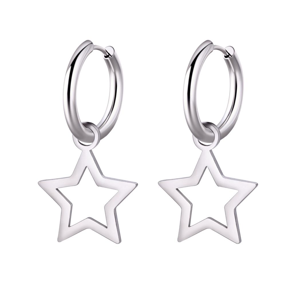 Stainless Steel Star Drop Earrings Women Girls Gold Color Hoop Earrings Minimalist Wedding Jewelry Gift for Friends