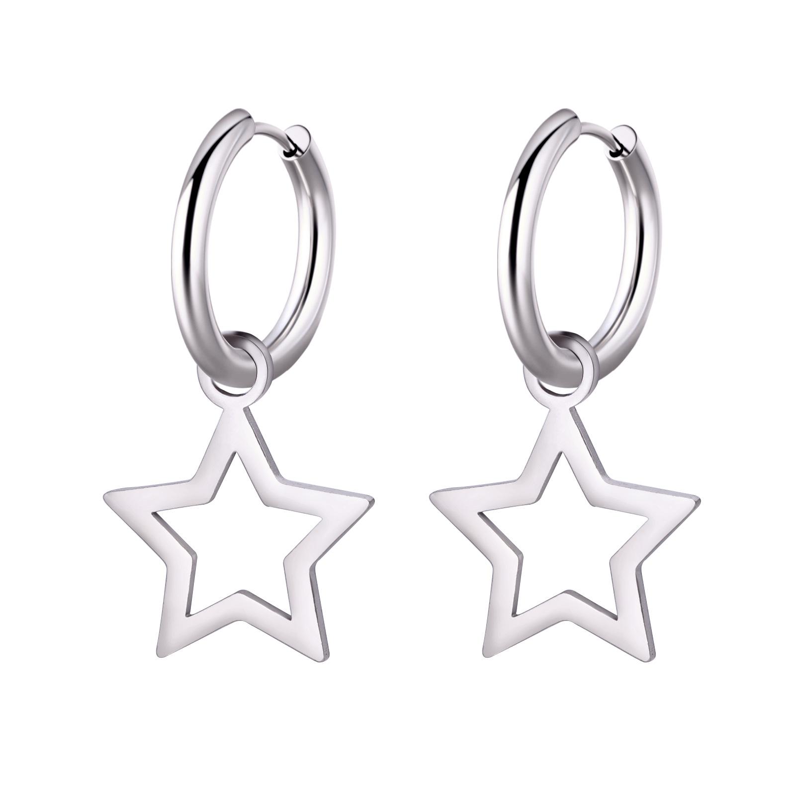 Hollow Star Dangle Earrings For Women Circular Five-Point Star Drop Earrings Simple Wedding Jewelry