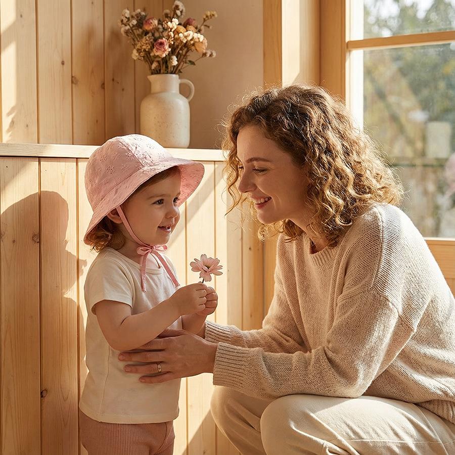 Children's summer lightweight breathable wide-brimmed sun protection hat for women, baby girls - lace trimmed bucket hat