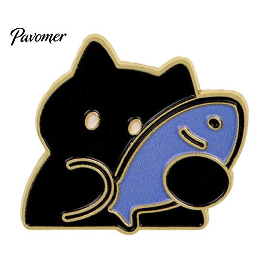 Enamel Badge Pin Holding Fish Cartoon Cat Brooch, Kitten Alloy Pin, Women Animal Jewelry Clothing Accessories for Backpacks Hats Scarves Jackets