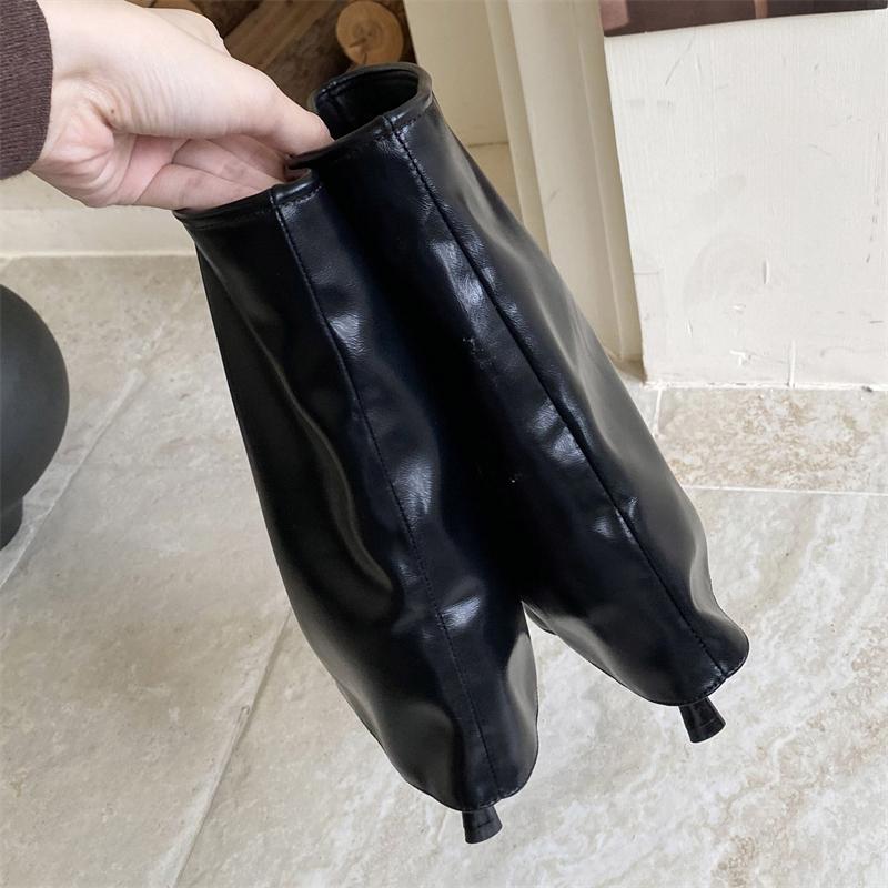 Eilyken Cosy Soft PU Leather Cross-tied Woman Ankle Boots Street Style Sexy Thin High Heels Stripper Ladies Shoes