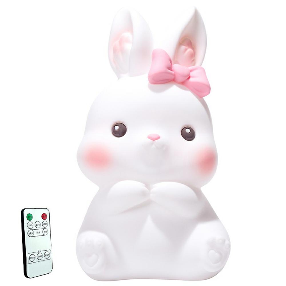 

Bunny Night Light Remote Control Silicone Night Lamp Tap Light Nursery Nightlight White