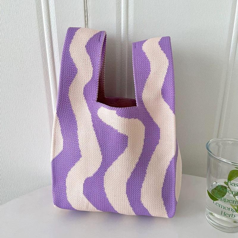 Square Rhombus Rhombus Stripe Geometric Knitted Gift Bag Handbag Handbag Handbag Tote Bag