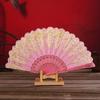 Folding Fan with Hanging Ring Smooth Opening Comfortable Grip Clear Pattern Chinese Style Fabric Folding Fan School Supply
