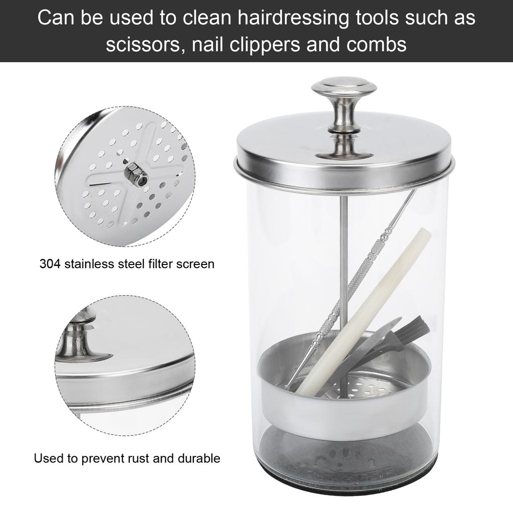 Professional Soaking Jar Salon Barber Scissor Combs Glass Cleaning Bottles 650ml