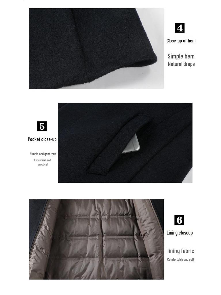 Men's Double-Faced Wool Trench Coat with Down Liner