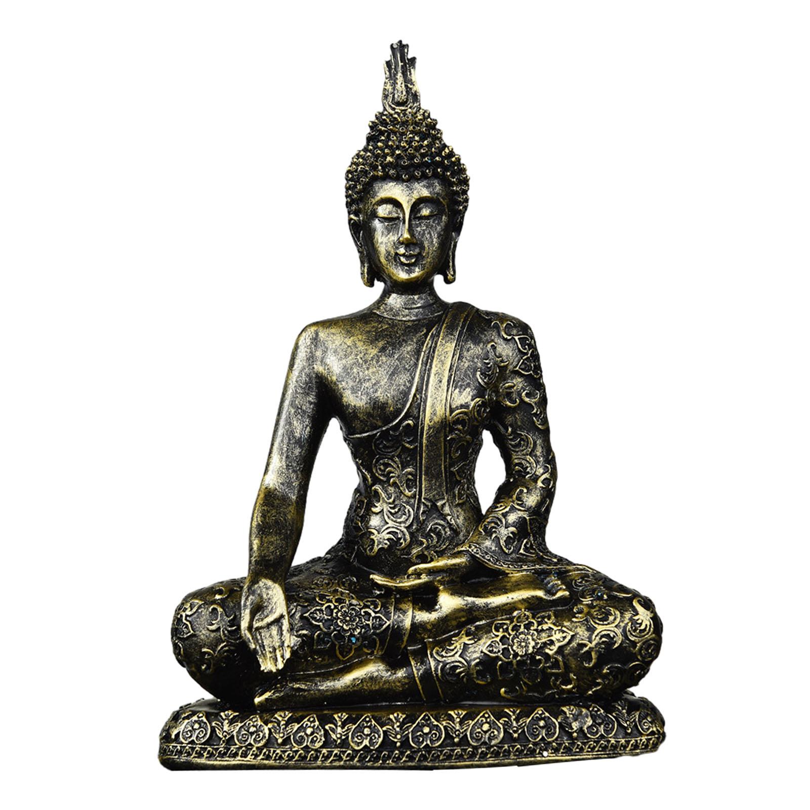Seated Buddha Statue, Table Decoration, Buddha Sculpture, Resin Figure for Indoor Use бронзовый