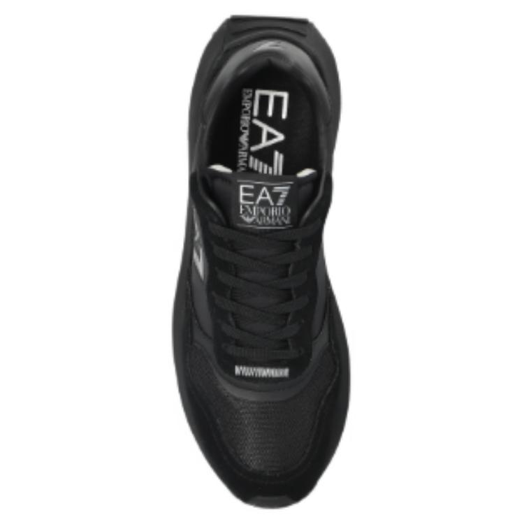 Emporio Armani EA7 Scarpe Casual Basse Punta Tonda Suola Spessa Tessuto Pelle Uomo sneaker Nero X8X186XK401D190