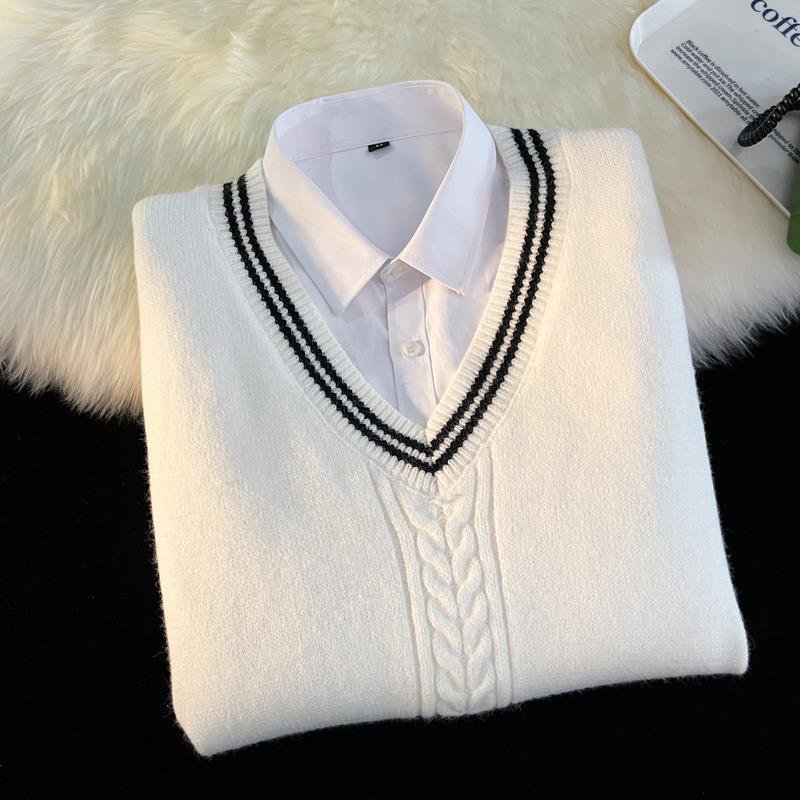 2024 Spring Hong Kong Trendy Men's Knitted Sweater Vest - College Style Wool Waistcoat