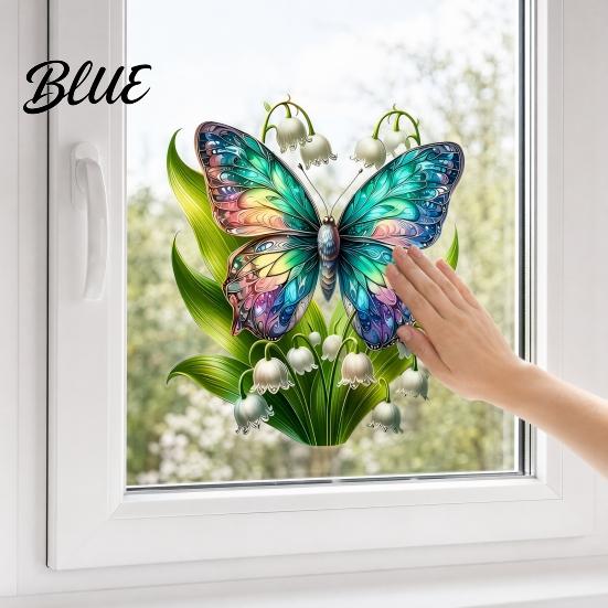 Nature Window Decoration Waterproof Wall Design Adhesion Sticker Flower Butterfly No Glue Electrostatic Cling Decal for Living Room Bedroom