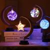 Led Stars / Moon / Apple / Sepak Takraw / Christmas Gift Handmade Hemp Rope Wrought Iron Night Light Party Room Decoration Light