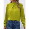 Damen Frühling Sommer Satinhemd mit Puffärmeln Modische Langarm Satin Top Hemden