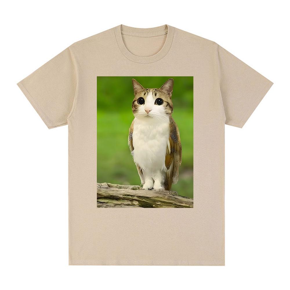 Cat Owl Funny Meowl Meme Brainrot T-shirts Men's Women Clothing Fashion Harajuku Short Sleeves T-shirt Cotton Oversized T Shirts