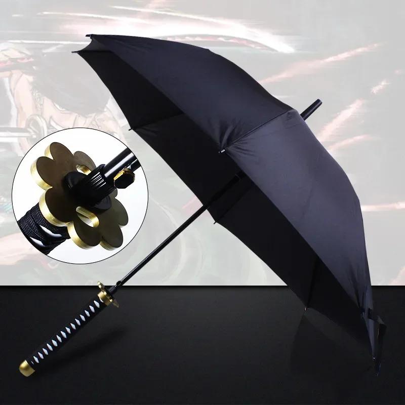 8 Bones Anime Umbrella with Long Handle Windproof Samurai Sword Japanese Ninja-like Sun Rain Straight Beach Umbrella for Gifts