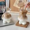 Niedliche Gläser Cartoon Bär Klares Trinkglas mit Strohhalm Cartoon Bärförmige Kaffeetasse Bär Tasse Glasbecher für Eistee Heißen Tee Milch